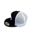 THIGHBRUSH® BEARD RIDING COMPANY - Trucker Snapback Hat - Black and White - Flat Bill - Neon Orange