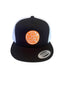 THIGHBRUSH® BEARD RIDING COMPANY - Trucker Snapback Hat - Black and White - Flat Bill - Neon Orange