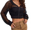 THIGHBRUSH® - Fishnet Cropped Zipper Jacket - Black