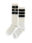 THIGHBRUSH® - Knee Hi Socks - Triple Striped Top - White