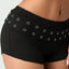 THIGHBRUSH® - Women's Grommet Belted Booty Shorts - Black