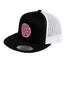 THIGHBRUSH® BEARD RIDING COMPANY - Trucker Snapback Hat - Black and White - Flat Bill - Pink