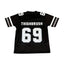 THIGHBRUSH® ATHLETICS - "THIGHBRUSH 69 - HOME" - MEN'S EMBROIDERED FOOTBALL JERSEY - BLACK